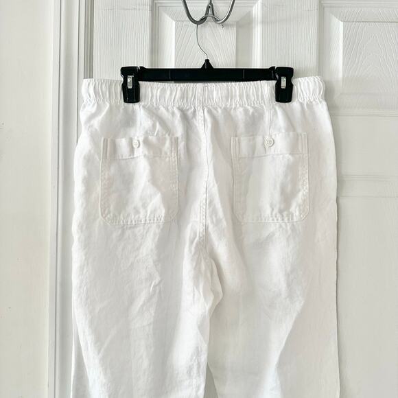 Todd Snyder White Linen Straight Leg Drawstring Button Back Pocket Beach Pants M - Picture 7 of 9